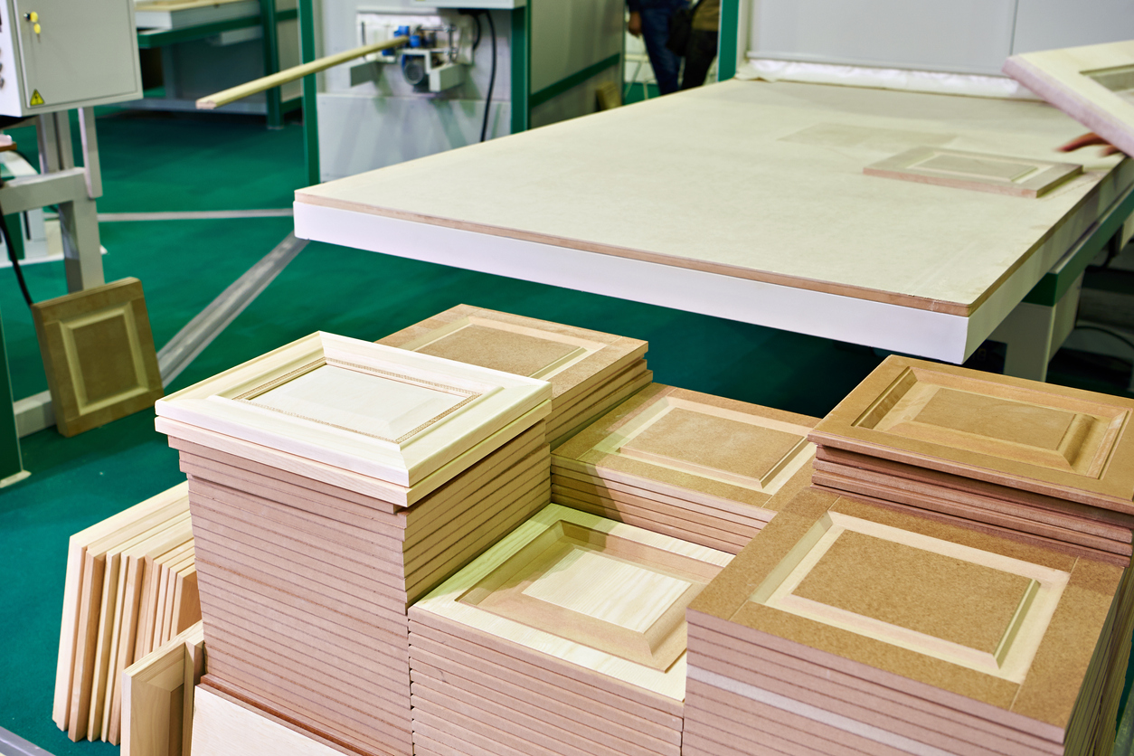 Wooden facades in furniture plant